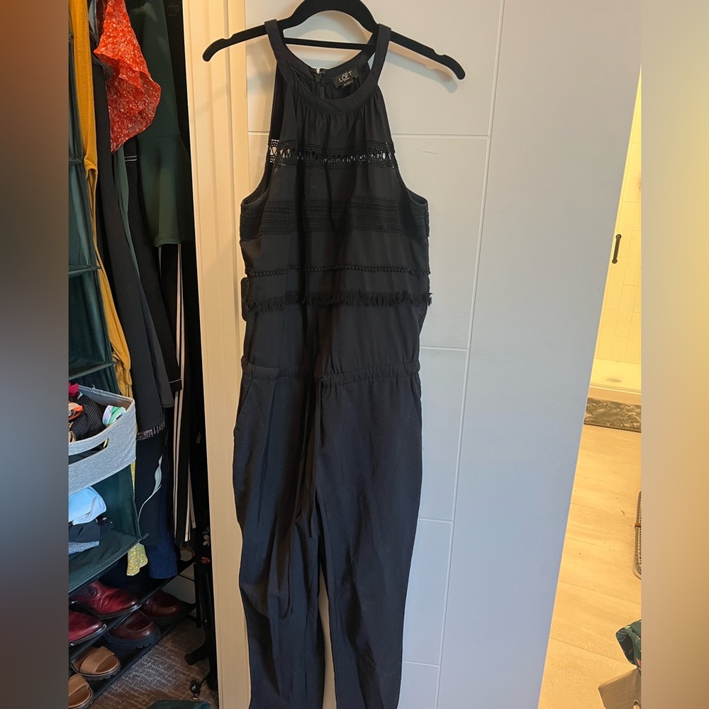 Loft High Neck Black Jumpsuit | Size SP